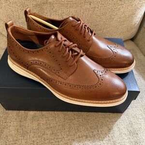 Cole Haan Men's GrandEvolution Short Wingtip Oxford British Tan 9.5 M Brand New